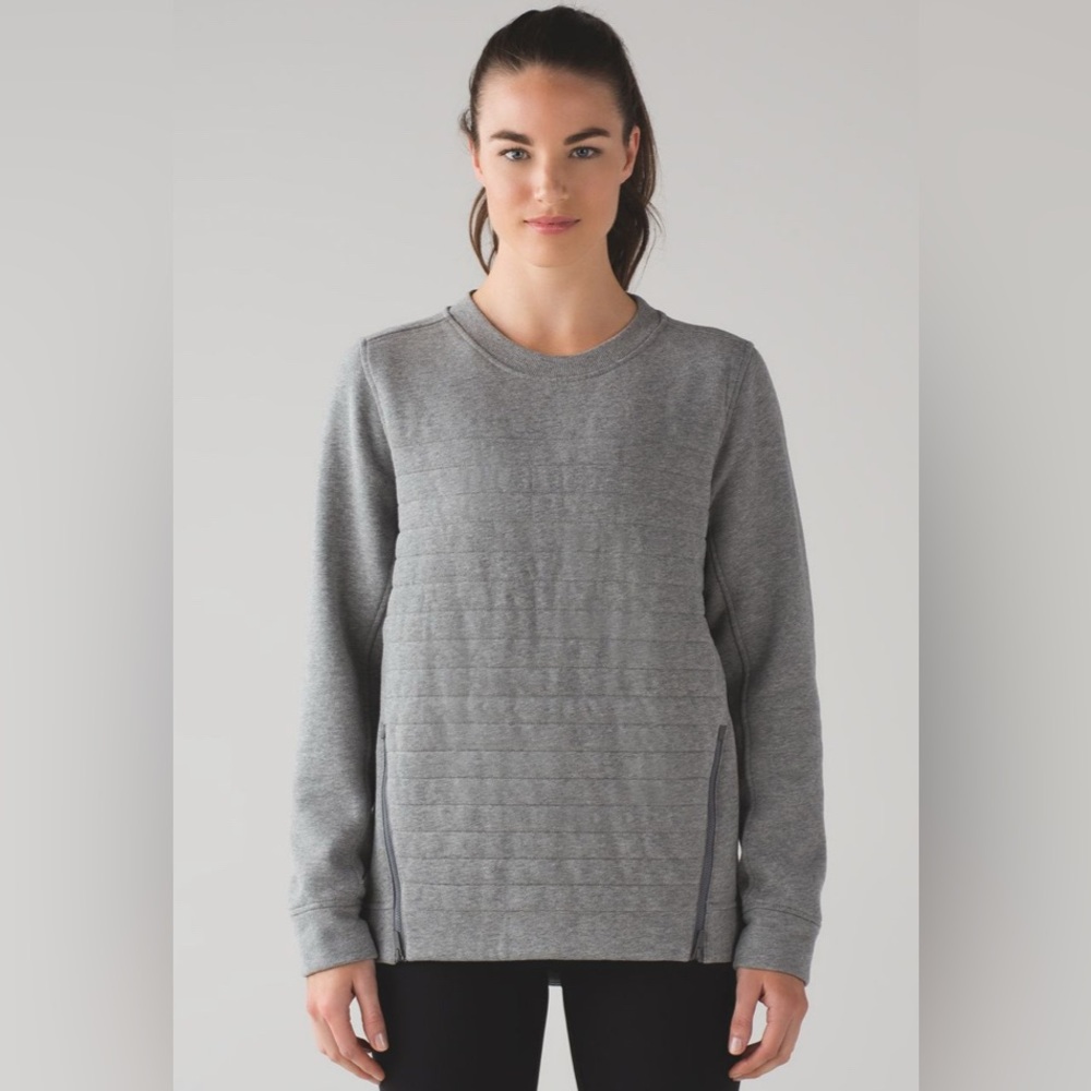 Lululemon Fleece Be True Crew Heathered Medium Grey - Picture 2 of 9
